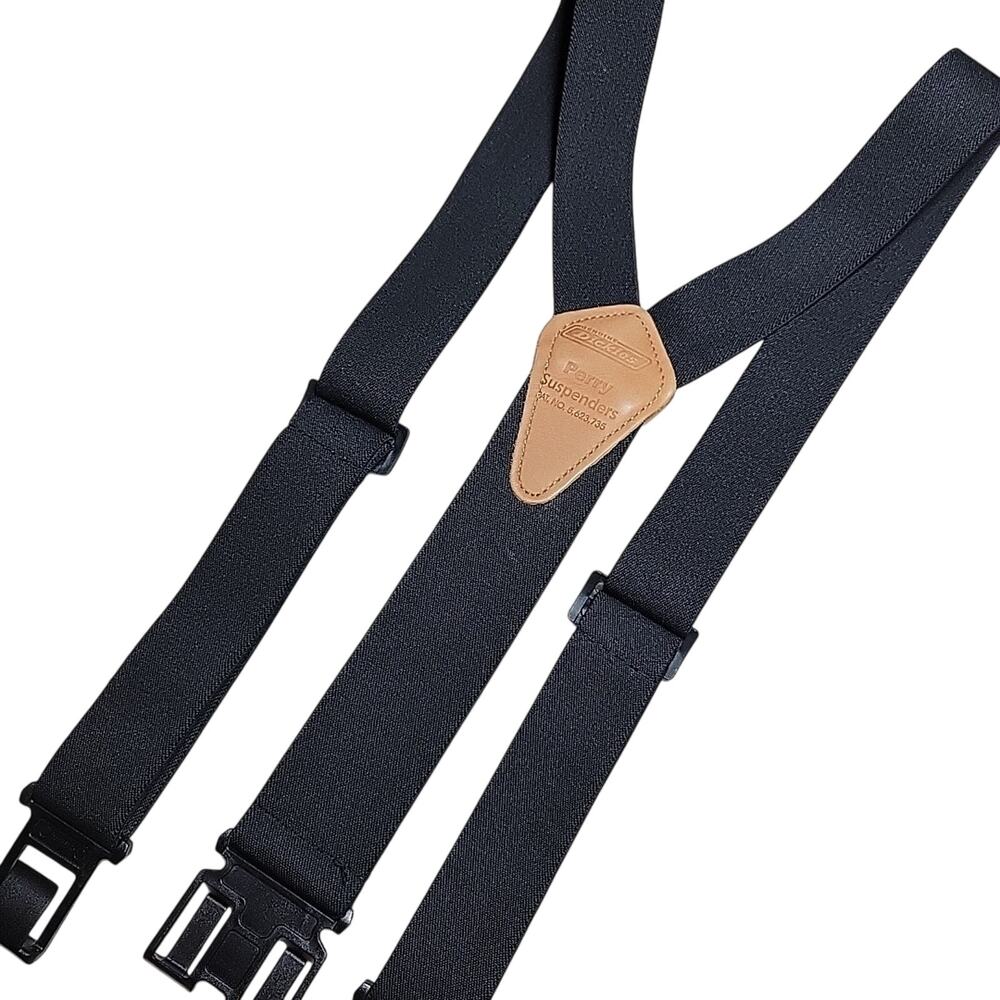 Dickies Perry Suspenders Black w/Plastic Clips Y-back Heavy Duty 1.5" to 2" Wide